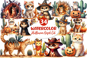 Halloween Desert Cat Clipart, an Illustration by Dream Creation