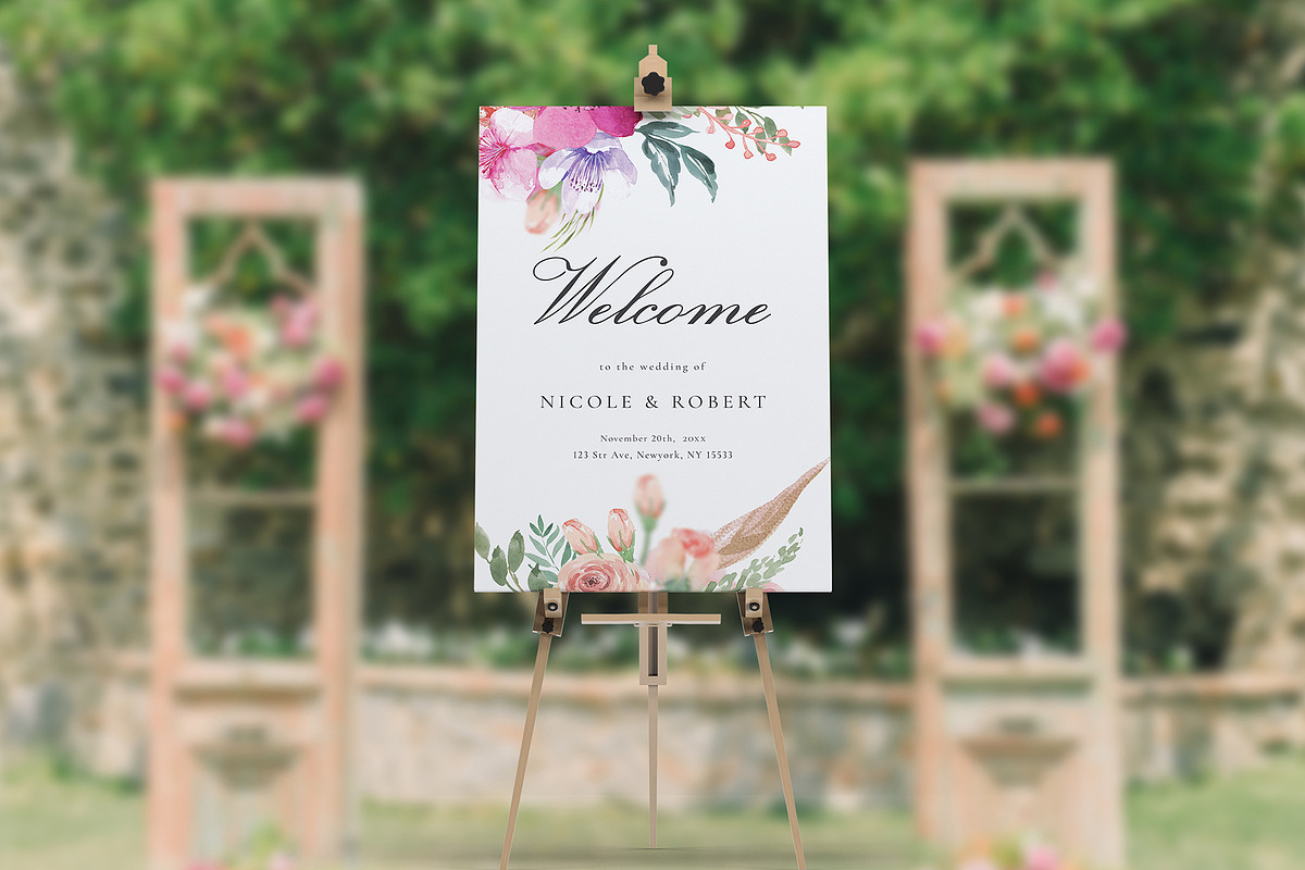 Welcome Sign Template Canva, an Invitation Template by ShineOnWedding (Photo 3 of 9)