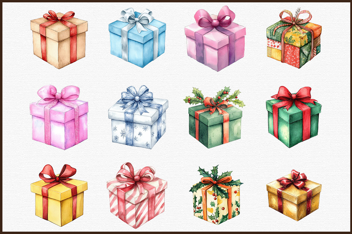 Festive Holiday Gift Box Clipart, an Illustration by Sublimation Artist (Photo 3 of 6)