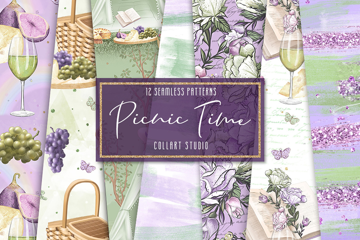 Picnic digital paper, camping papers, a Pattern Graphic by Collart Studio (Photo 1 of 6)
