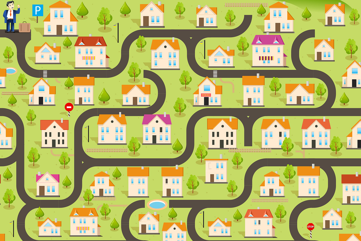 Vector Pattern: Funny City Map, a Pattern Graphic by Savgraf (Photo 2 of 3)