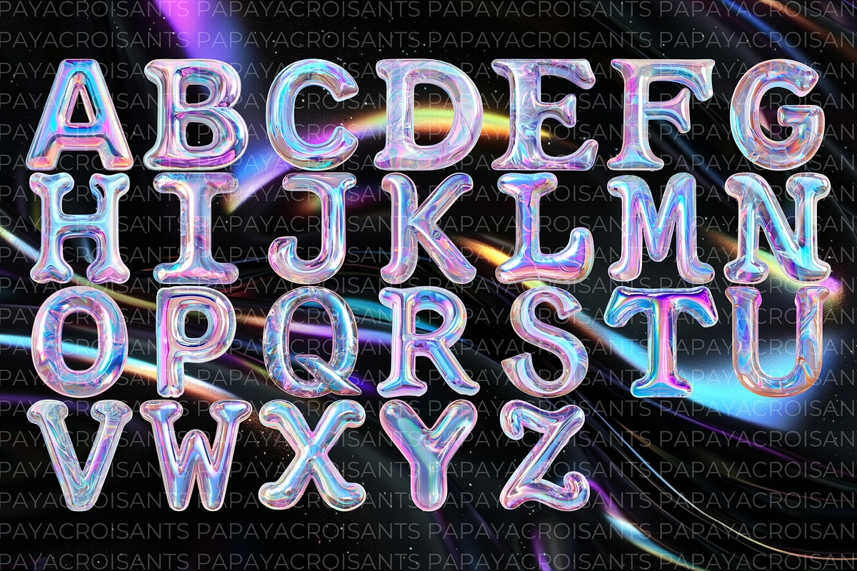 HOLOGRAPHIC BALLOONS LETTER set, an Object Graphic by STUDIO CHOTI (Photo 4 of 5)