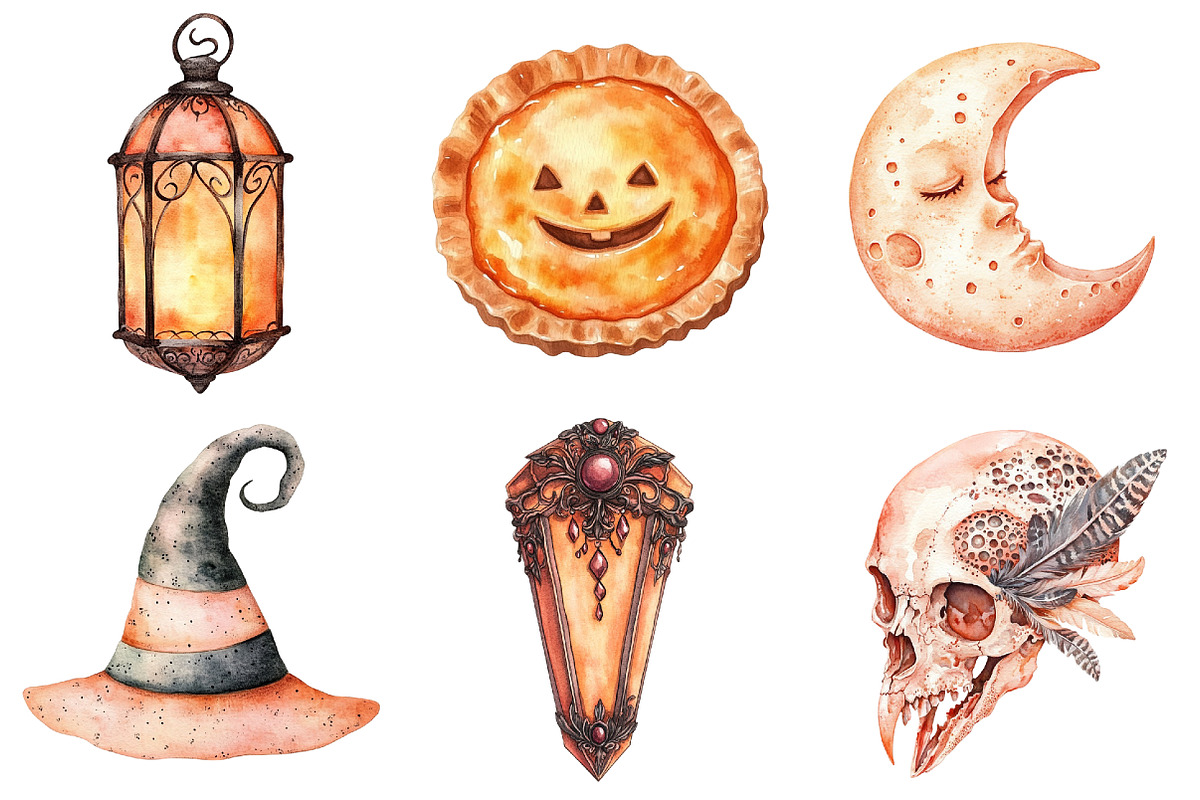 Peach Colored Halloween Clipart, a Seasonal Illustration by CitraGraphics (Photo 2 of 9)