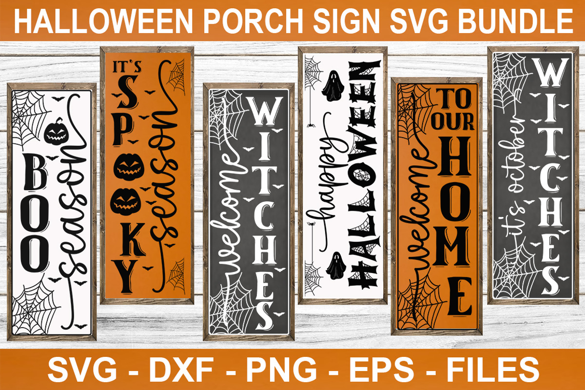 Halloween Porch Sign SVG Bundle, a Decorative Illustration by Fokira (Photo 1 of 7)