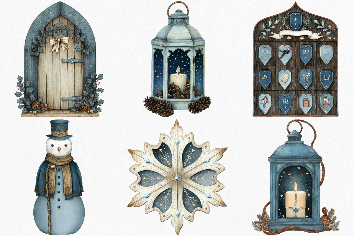 Watercolor Rustic Wooden Christmas, an Illustration by Canvas Craft (Photo 3 of 8)
