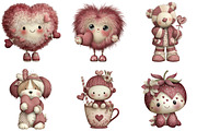 Kawaii Valentines Clipart, an Illustration by CraftArtStudio (Thumbnail 2 of 6)