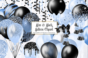 Blue And Black Balloons Clipart