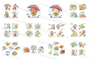 Hand Drawn Cartoon Seasons & Weather