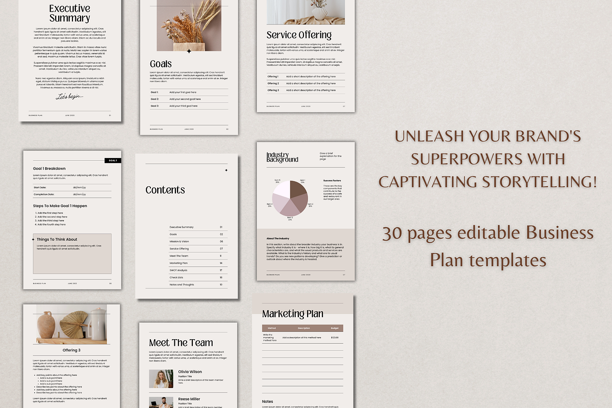 30 Pages Beige Modern Business Plan, a Print Template by TheSimplySereneShop (Photo 3 of 8)