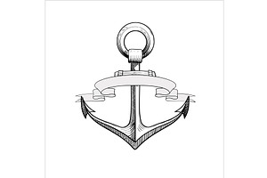 Vector hand drawn nautical anchor., an Object Illustration by piter.goskov