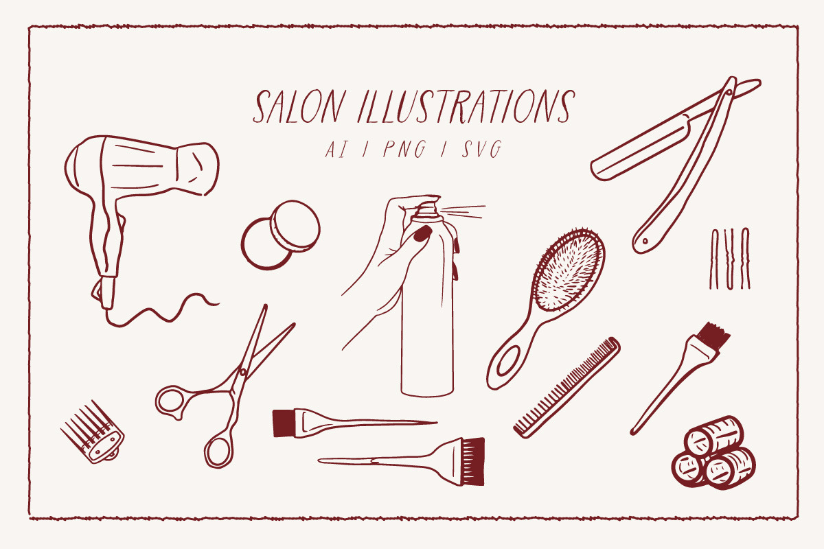 Salon & Barbershop Illustrations, a Work Illustration by Miriam Furniss Designs (Photo 4 of 13)