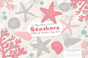 Pink & Grey Vector Seashells, an Illustration by Amanda Ilkov (Thumbnail 1 of 5)