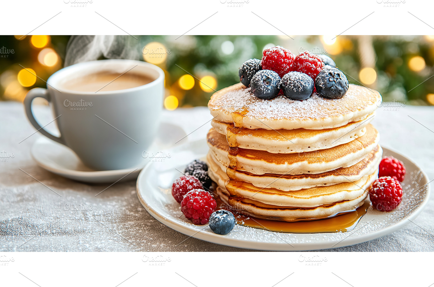 Stack of pancakes with berries and, a Food & Drink Photo by Lermont51
