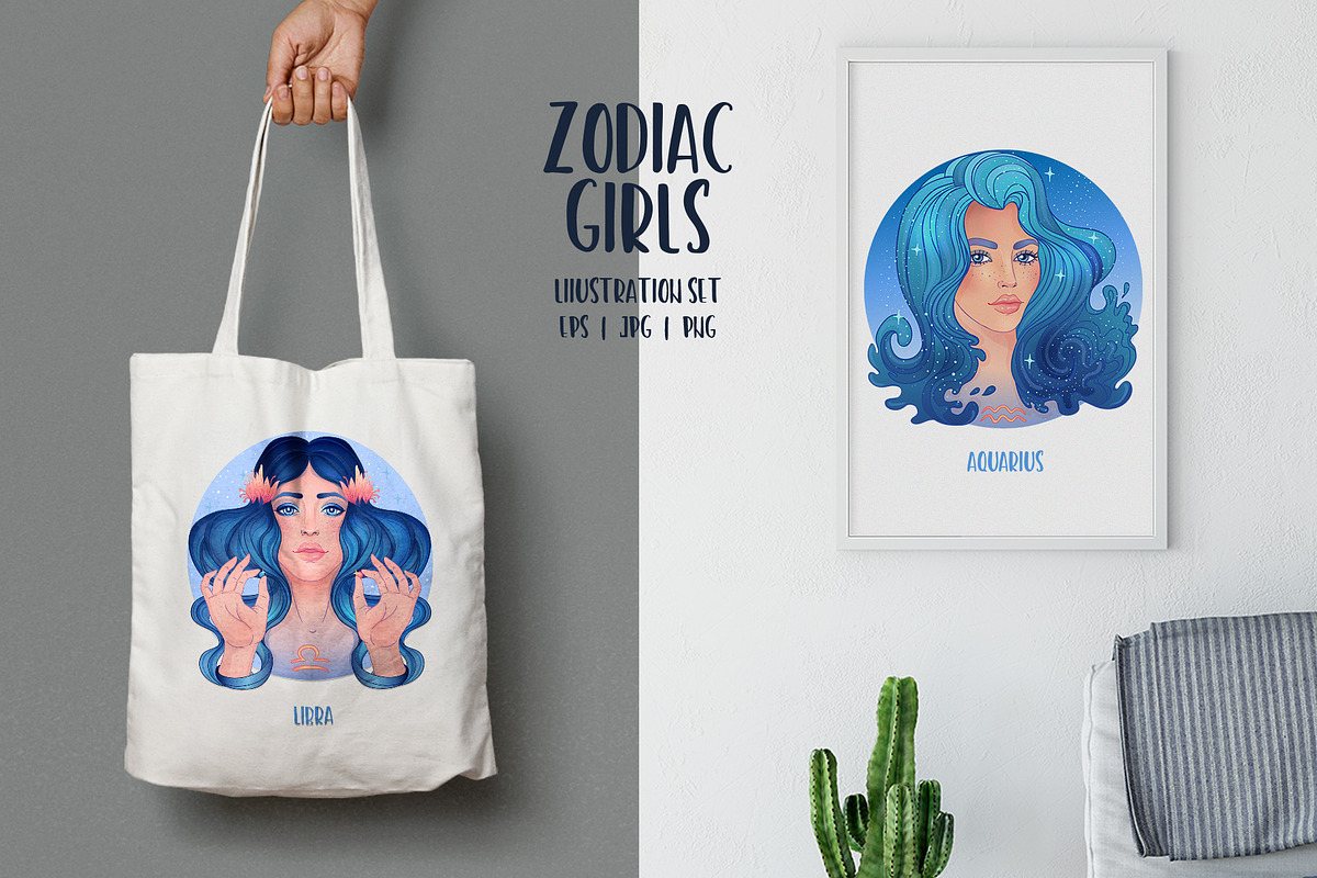 12 Zodiac Girls. Vector set., a Person Illustration by Varvara Gorbash (Photo 5 of 7)