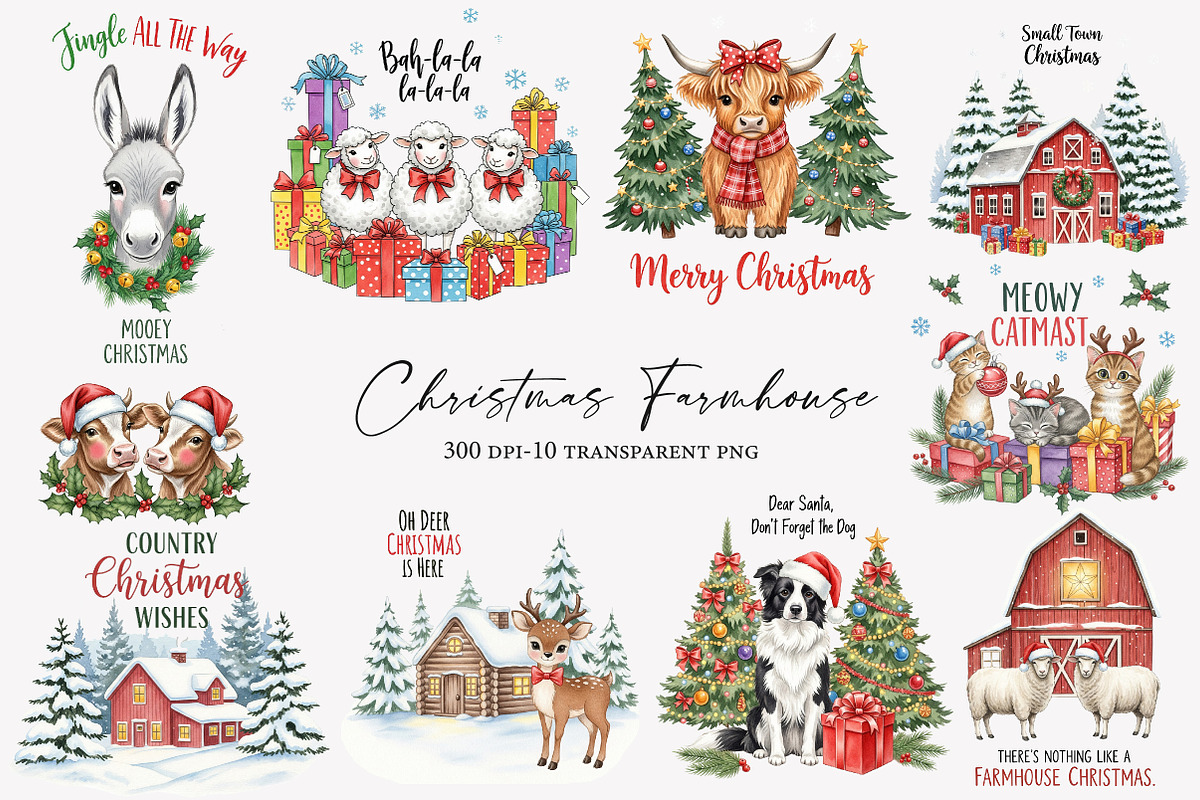 Vintage Christmas Farmhouse Sublimat, an Illustration by Designworld (Photo 1 of 4)