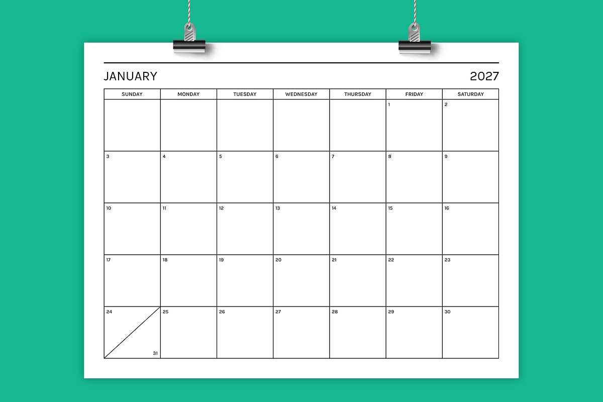 2027 Basic Modern 8.5x11 in Calendar