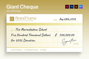 Giant Cheque Template, a Stationery Template by BrandPacks