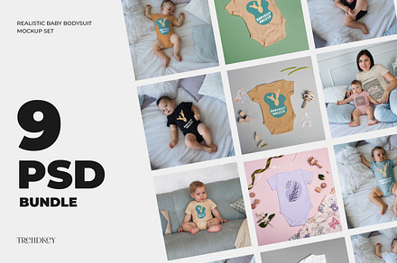 Baby Bodysuit Mockup Set + T-shirt, an Apparel Mockup by TrendkeyMockups