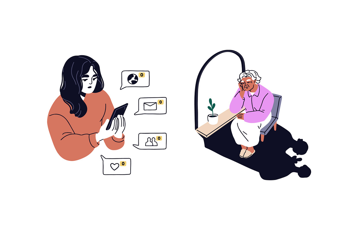 Loneliness, psychology concept set, a Person Illustration by Good Studio (Photo 2 of 9)