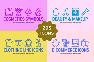 40% OFF MEGA BUNDLE - 295 Line Icons, an Outline Icon by Abstracto-Create