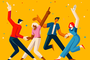 New Year Dance Group, an Illustration by Bekeen.co