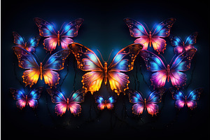 Luminous Neon Glowing Butterflies