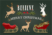 Christmas Deer, Sleigh & Antlers, an Illustration by Kelly Jane Creative (Thumbnail 1 of 5)