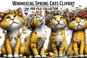 Whimsical Spring Cats Clipart, an Illustration by Dream Creation (Thumbnail 1 of 6)
