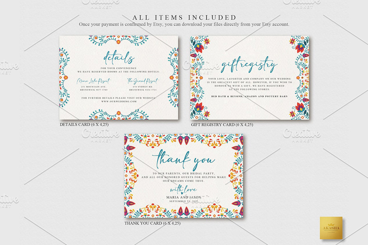 Mexican Wedding Bundle | CANVA, a Stationery Template by Creative Market (Photo 3 of 8)