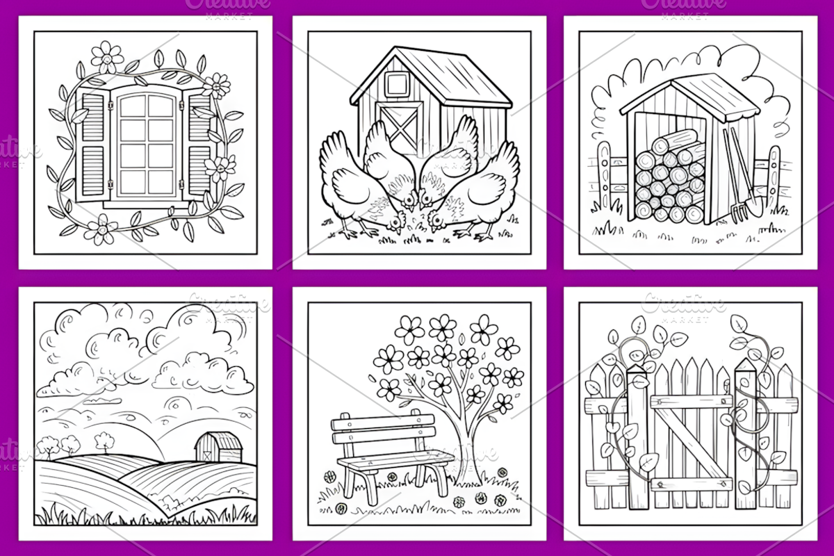 Rustic Spring Farm Coloring Pages, a Decorative Illustration by Coco Bloom (Photo 3 of 4)