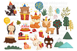 Woodland Animal Birthday Clipart