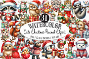 Cute Christmas Animal Clipart, an Illustration by Designking (Thumbnail 1 of 5)