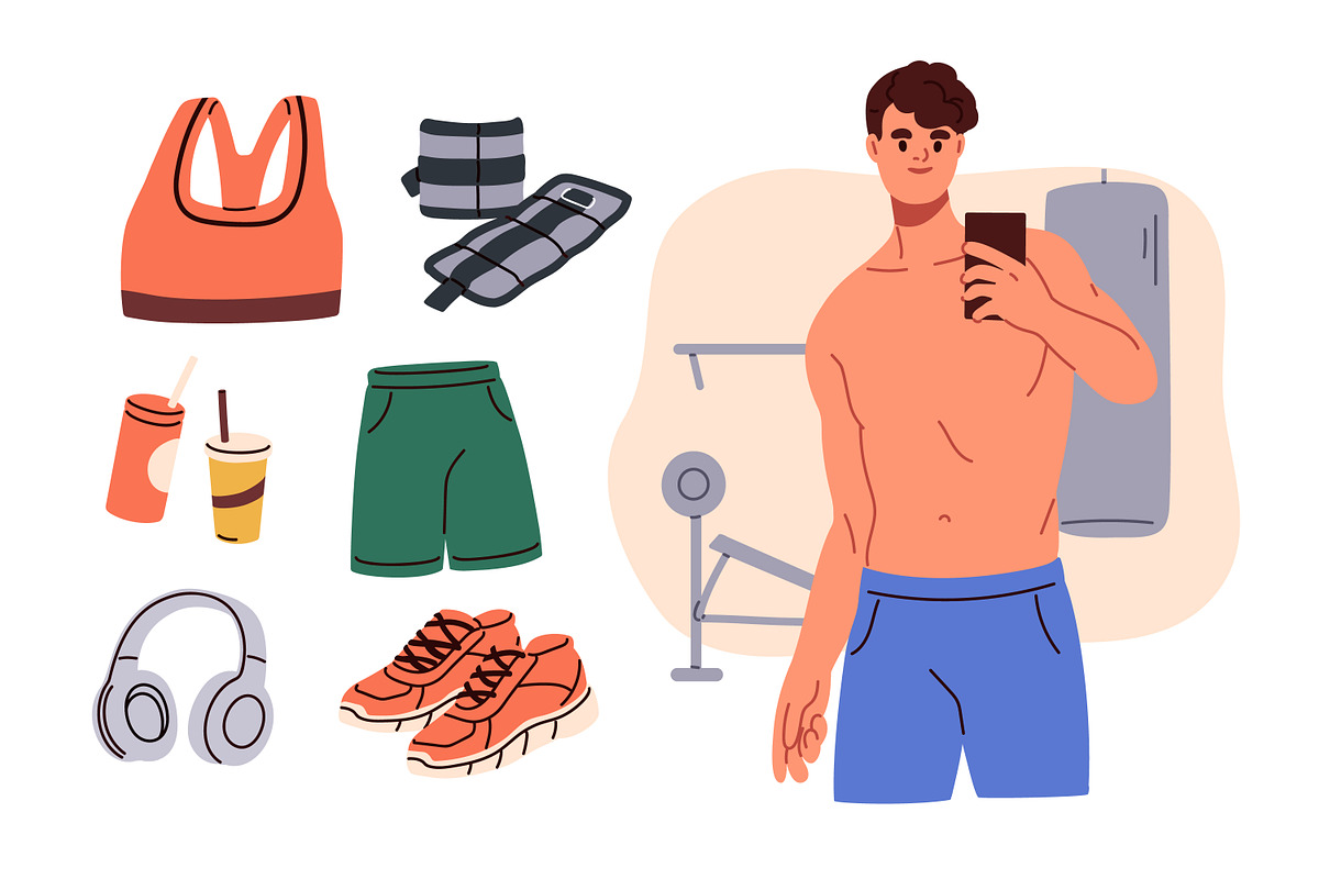 Sports equipment, people in gym set, a Sport Illustration by Good Studio (Photo 2 of 3)