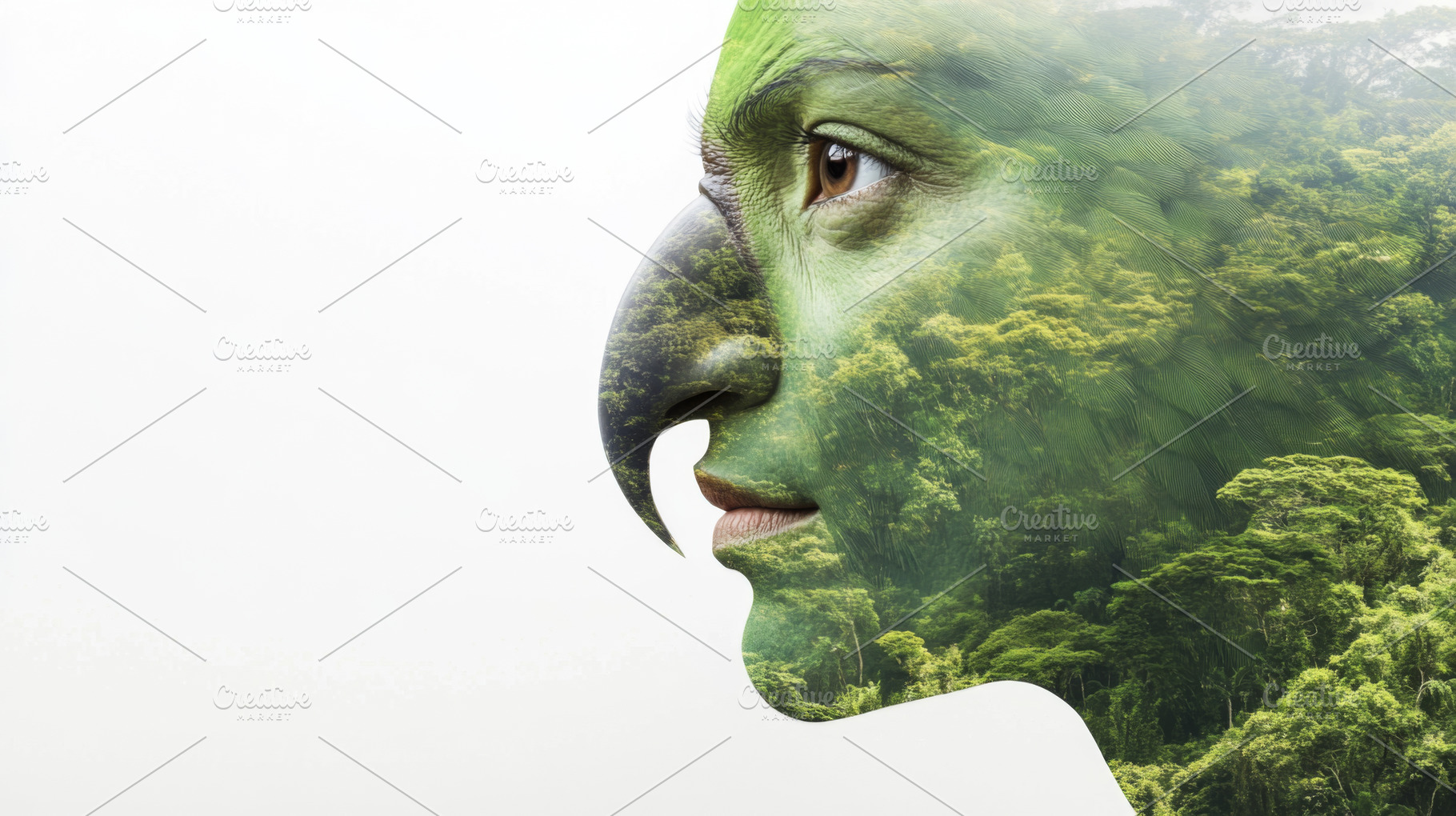 Double exposure of human face and lu, a Photo by Dvoevnore photos