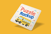 Square Puzzle Mockup Set, a Merchandise Mockup by DSNA Mockup (Thumbnail 2 of 5)