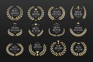 Award Crest & Laurel Wreath Vector, an Object Graphic by DesignerCandies
