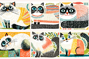 Scandi Folk Art Cat Illustrations, an Animal Illustration by PrintHaven Designs (Thumbnail 5 of 8)