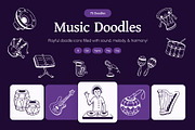 Music Doodle Icon Set, an Outline Icon by Vectors Market (Thumbnail 1 of 8)