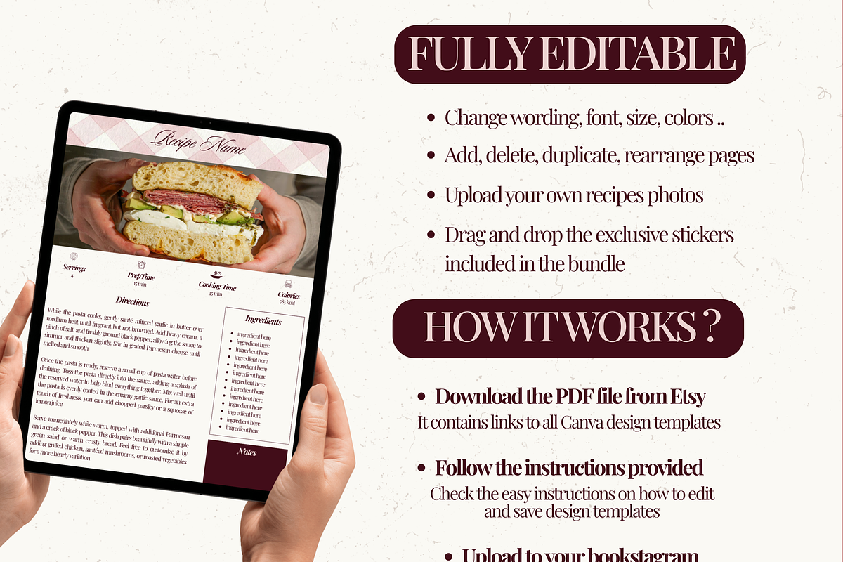 Printable family cookbook template, a Social Media Template by PixelBloomClub (Photo 3 of 8)