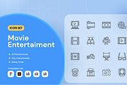 Movie Entertaiment Icon Set, an Outline Icon by Nathaya Studio (Thumbnail 1 of 2)