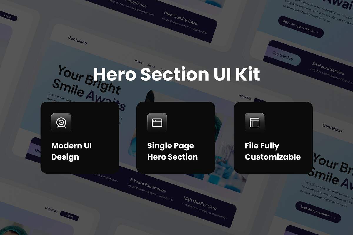 Dentaland Dental Clinic Hero Header, an UI Kit Template by SquidPixey (Photo 3 of 3)