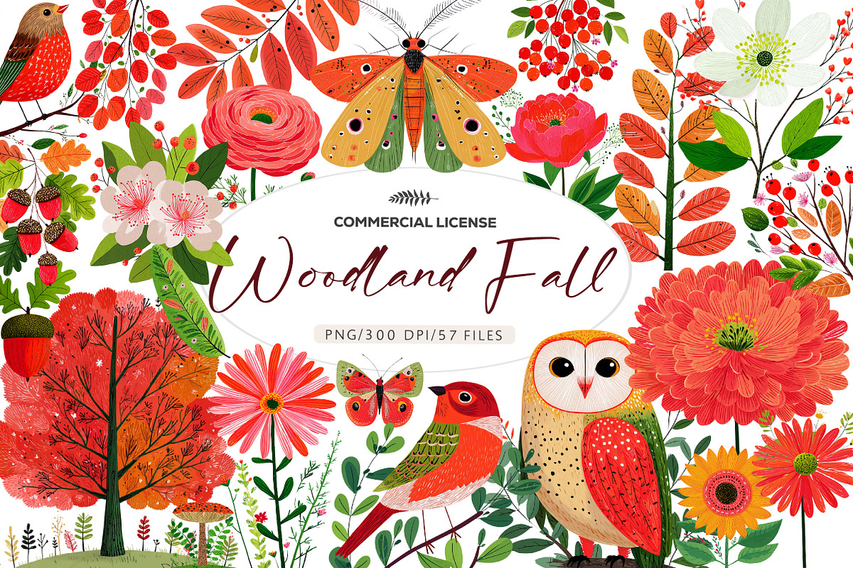 Fall Florals and Woodland Clipart, an Illustration by CreationArt (Photo 1 of 6)