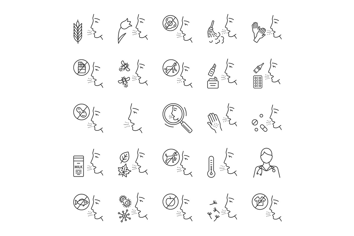 Allergies linear icons set, an Outline Icon by IMG Visuals