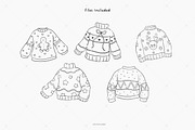 Hand Drawn Sweaters Clipart, a Seasonal Illustration by Victoruler (Thumbnail 2 of 5)