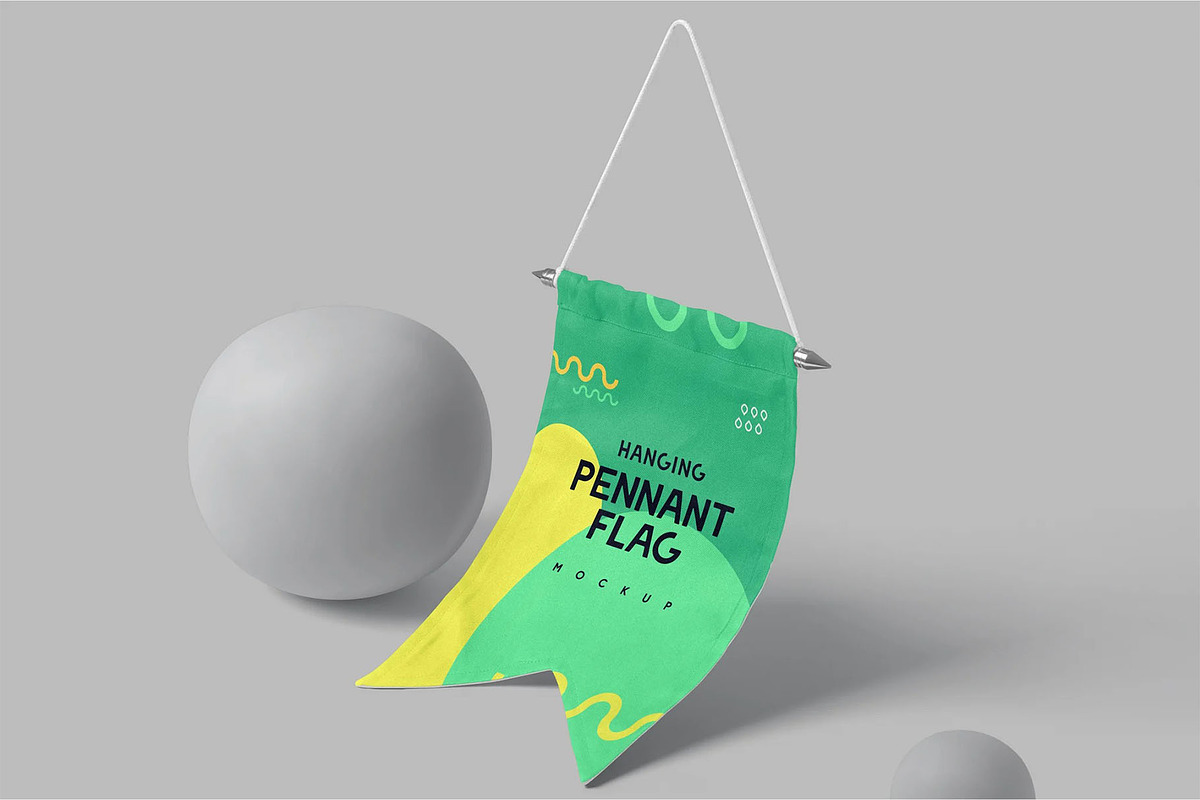 Hanging Pennant Flag Mockup, an Advertising Mockup by megostudi0 (Photo 4 of 7)