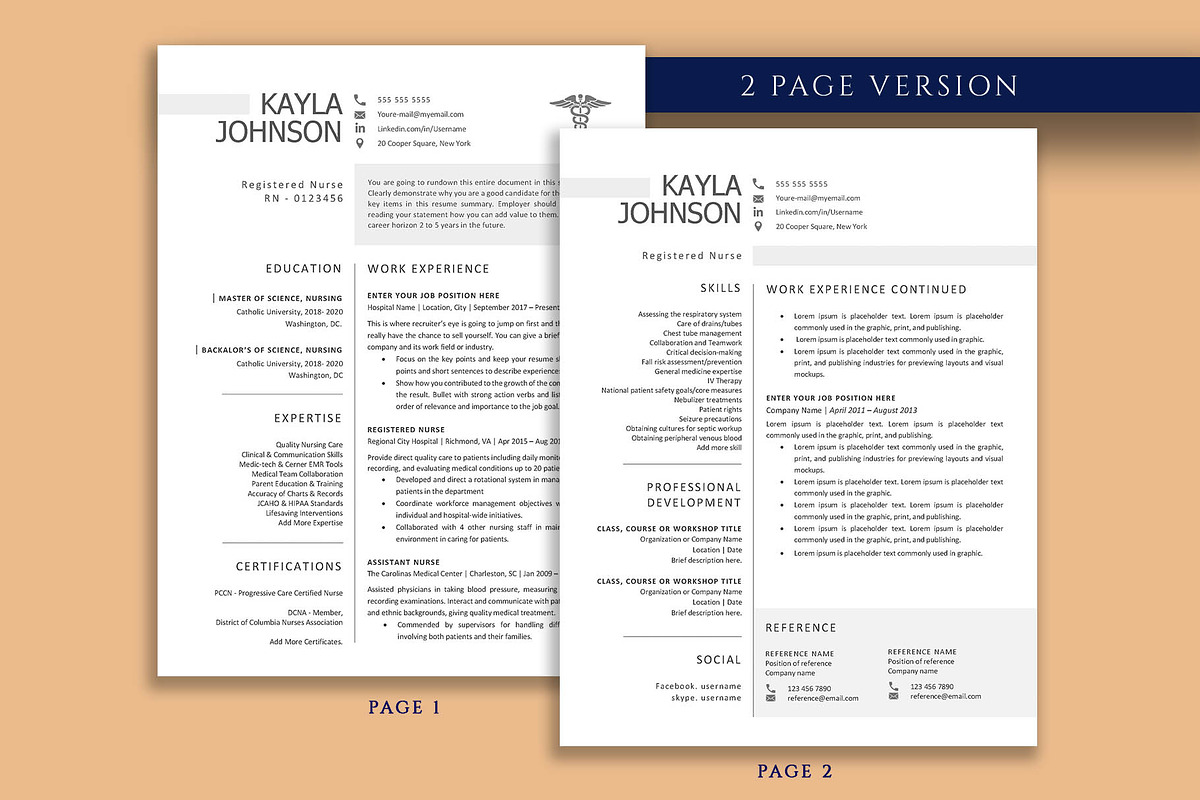 Nurse Resume Template Word, Pages, a Resume Template by VictoriousVita (Photo 3 of 8)