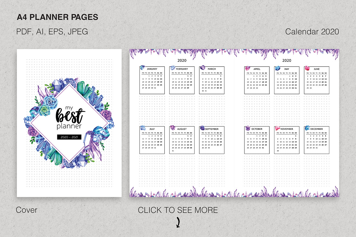 Printable Planner Set with Crystals, a Stationery Template by Olga Alexeenko (Photo 3 of 10)