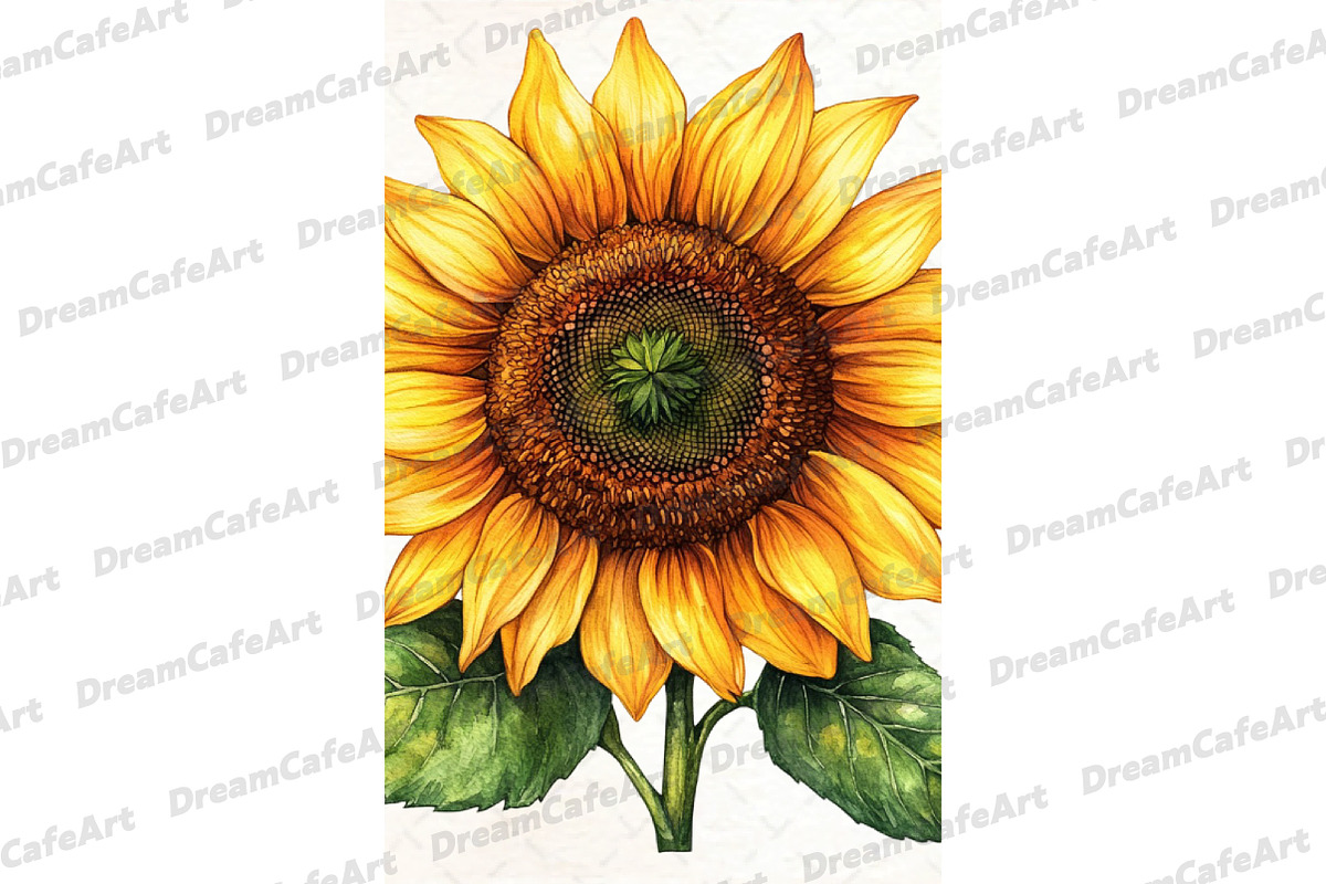 Yellow Sunflower Watercolor Flowers, an Illustration by DreamCafeArt (Photo 6 of 6)