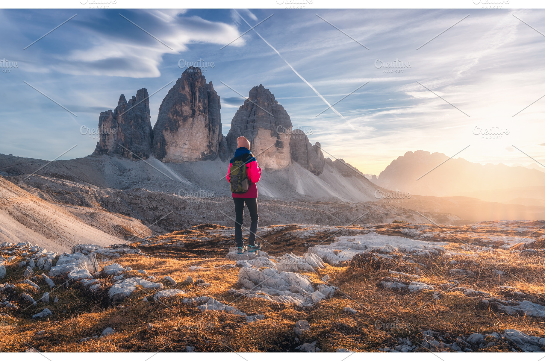 Girl with backpack on the mountain, a Sports & Recreation Photo by den-belitsky
