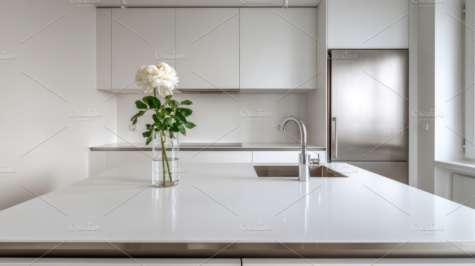 Chic kitchen with flowers, a Photo by Beautiful things